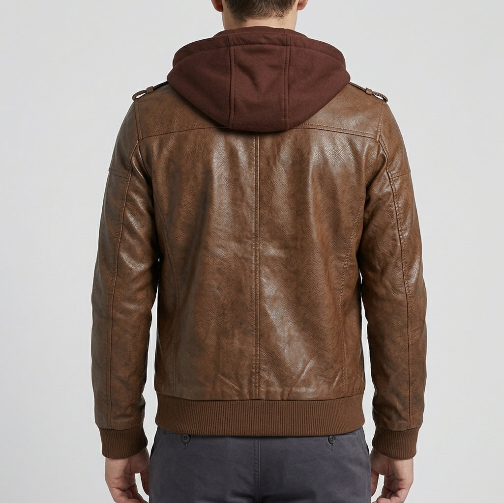 Leren Herenjas met Capuchon – Bruin